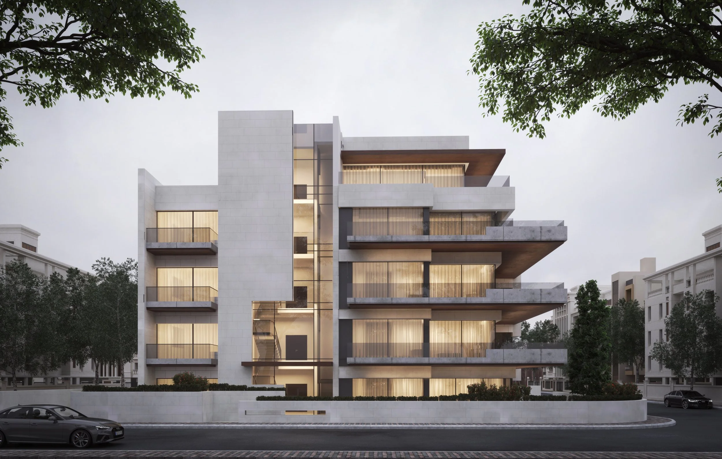 building exterior night render